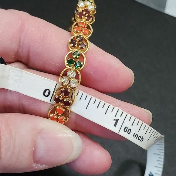 **Sale** Gold tone multicolored rhinestone bangle bracelet - Picture 7 of 8